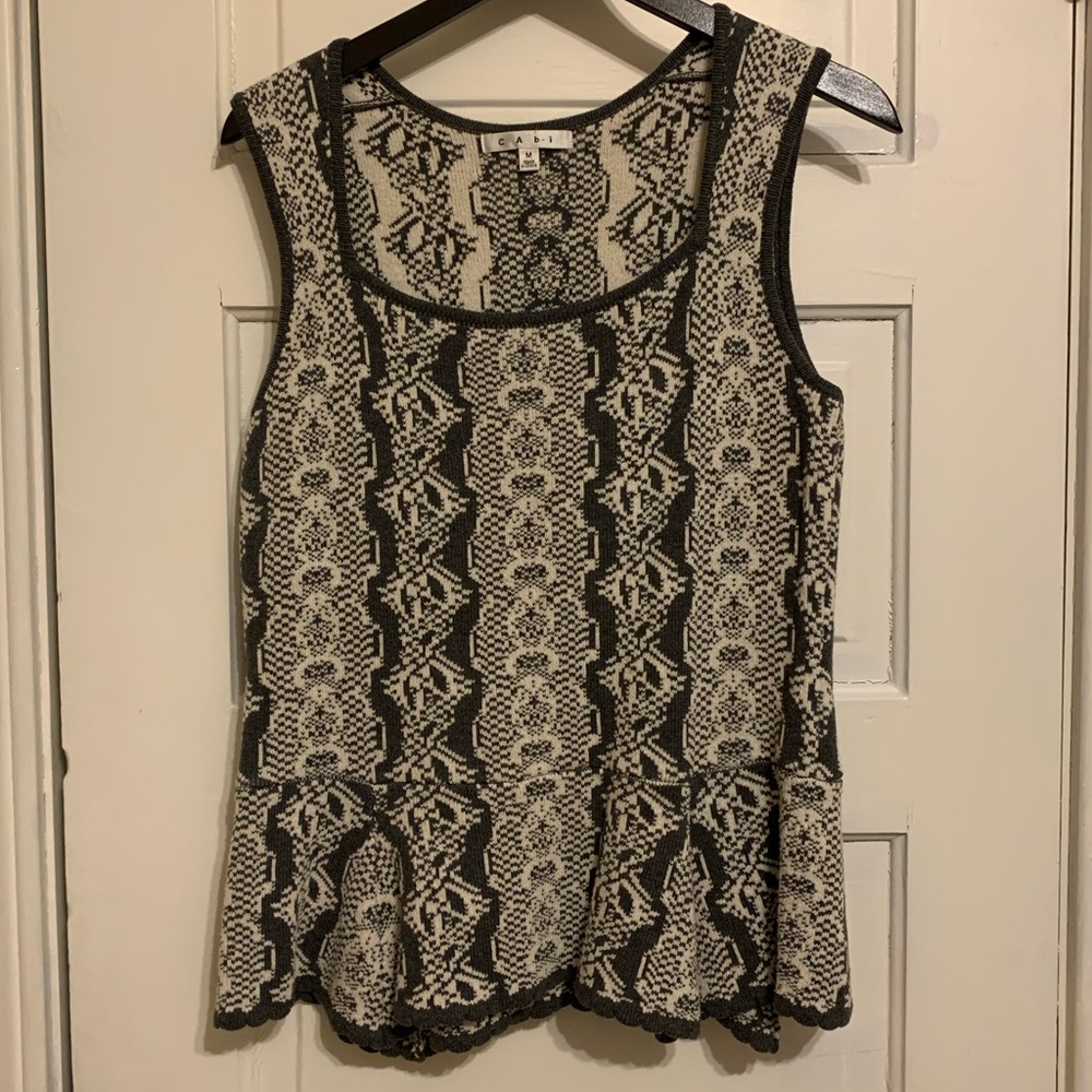 CAbi Gray Peplum Shell Tank, Size M